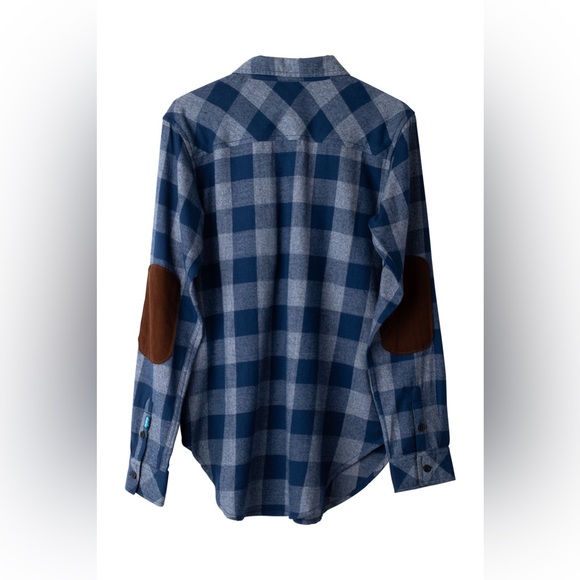 KAVU Blueberry Pie Blue Billie Jean Long Sleeve Flannel Button Down Top Size XS - Picture 2 of 12